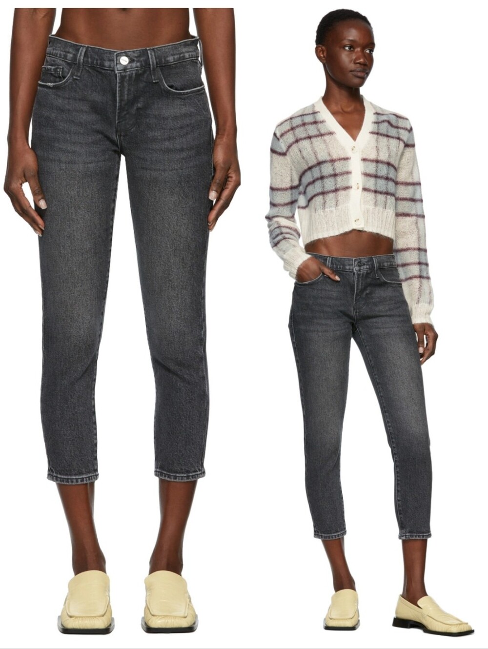 NWT FRAME $230 Le Garçon Crop Jeans Faded Black Womens 27 (32" Waist) Straight